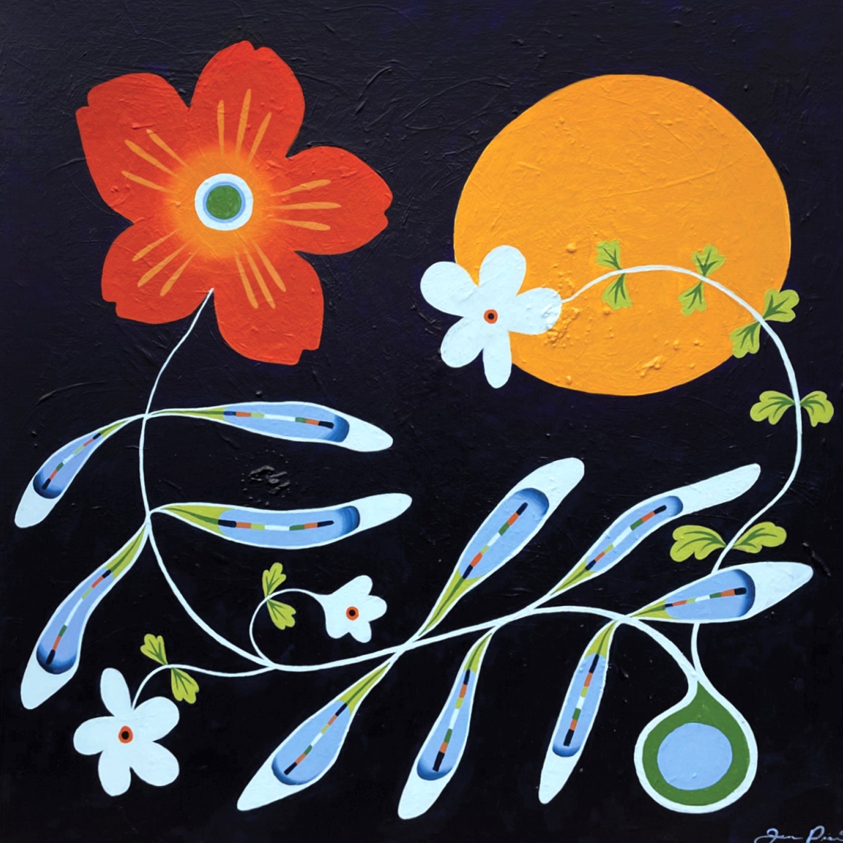 Jen Prior "Grow Together" abstract folk Canadian artist flowers plants 
